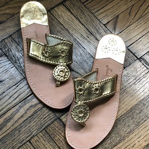 Gold Jack Rogers Jacks Flat Sandal 10
